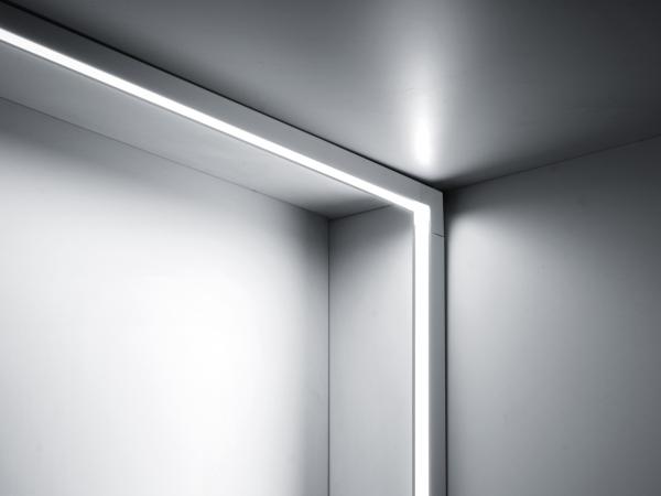 Front view of a corner linear light.