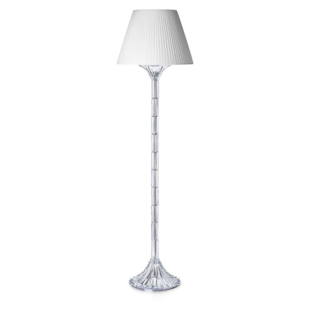 Crystal floor lamp photographed on a clean white background showcasing precision-cut crystal elements and premium metal finishes.