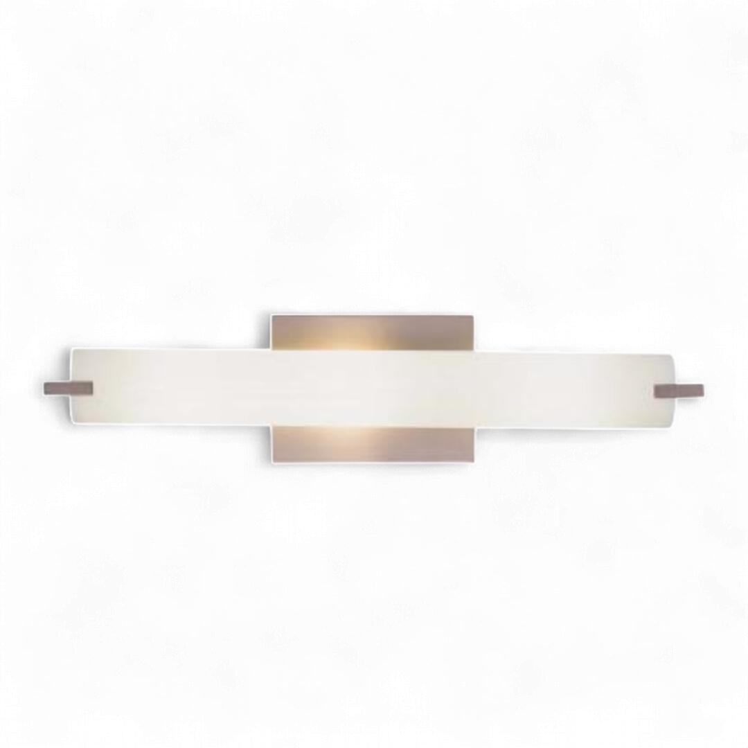 Mirror wall lamp photographed on a clean white studio background featuring a slim architectural design.