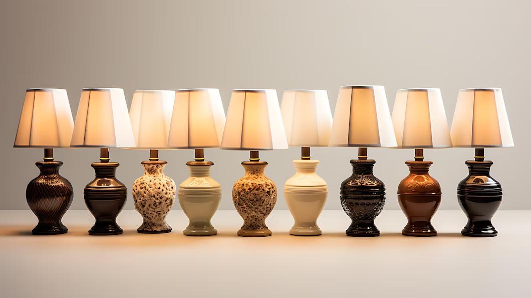 Collection of classic table lamps featuring brass, ceramic and fabric shade combinations for elegant interiors.