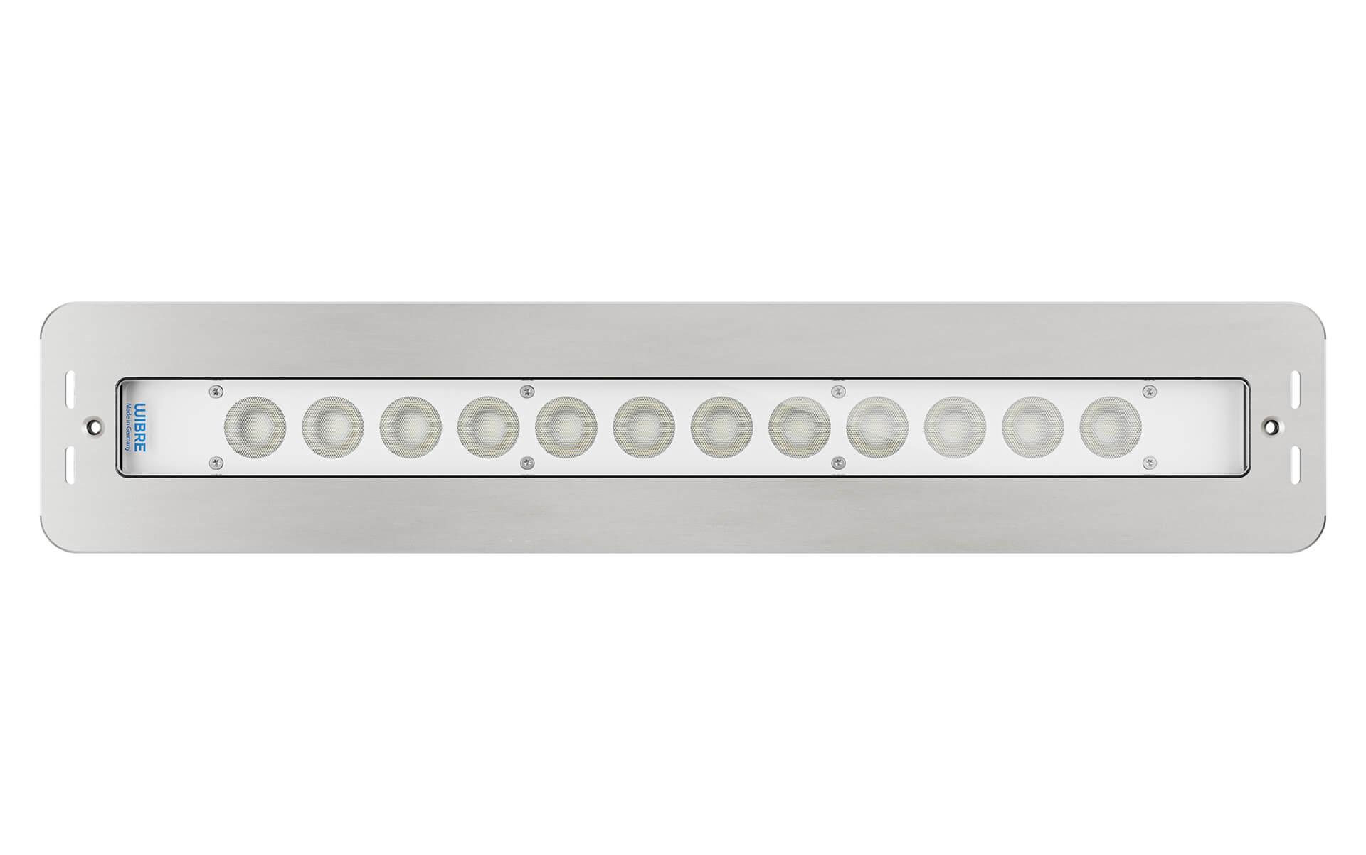 Front view of an underwater linear light.