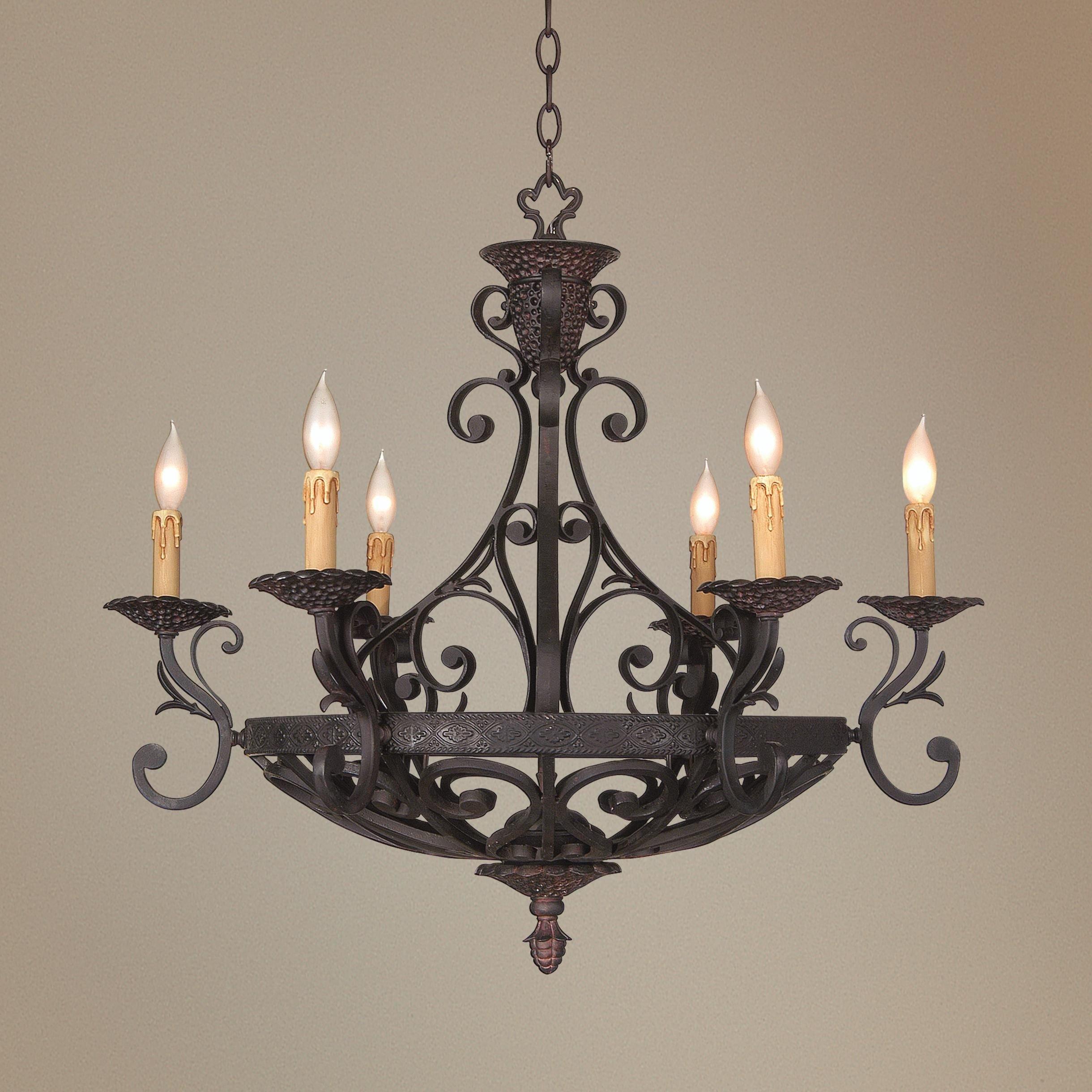 Front view of a handcrafted rustic chandelier with natural materials.