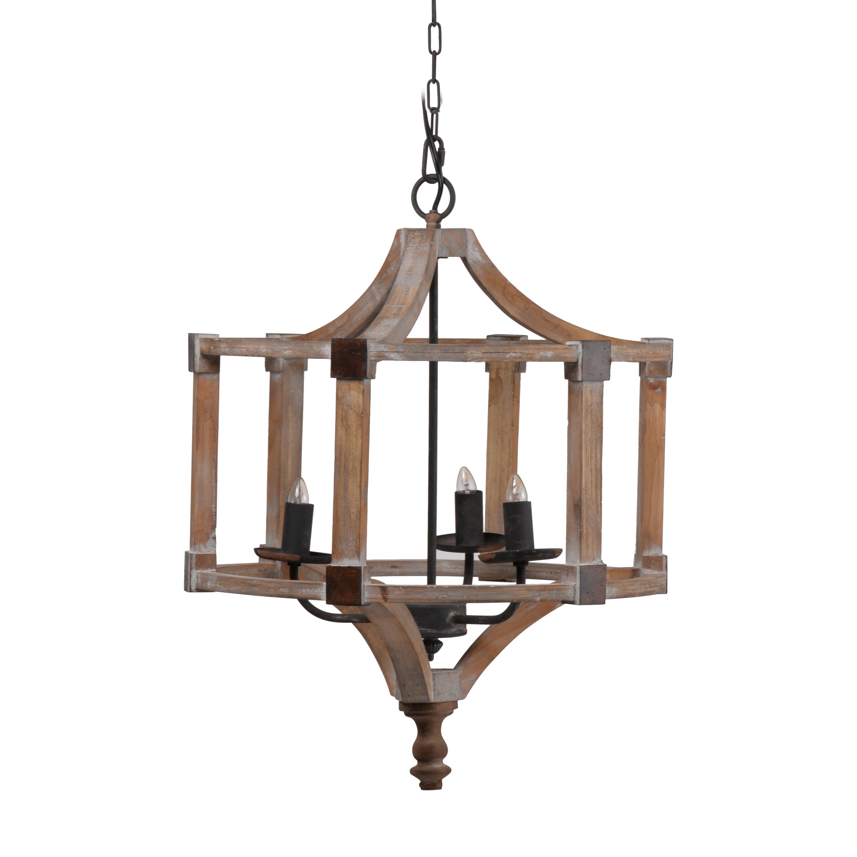Rustic chandelier featuring wood and wrought iron photographed on a clean white studio background.