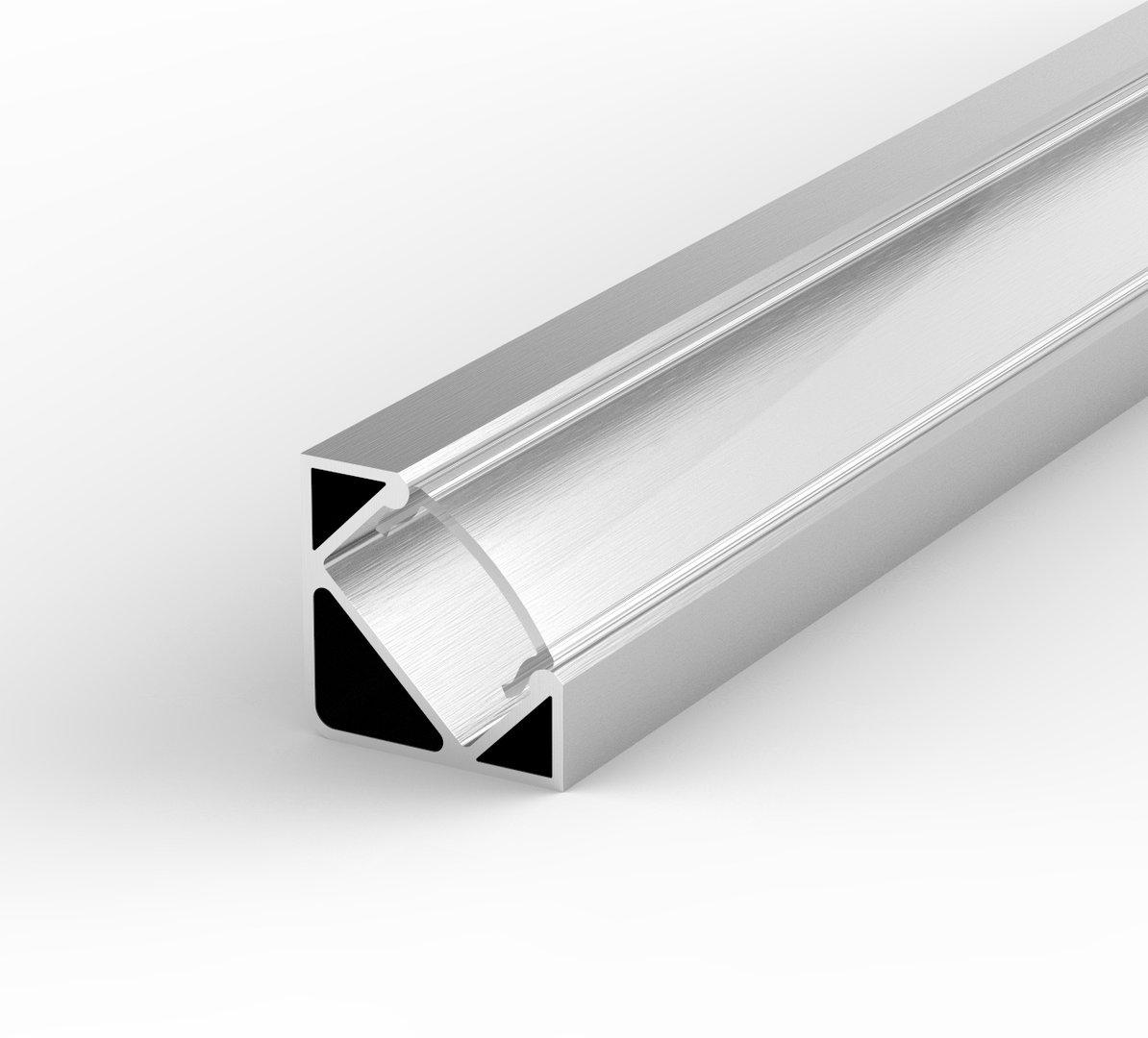 Front view of a corner LED profile.