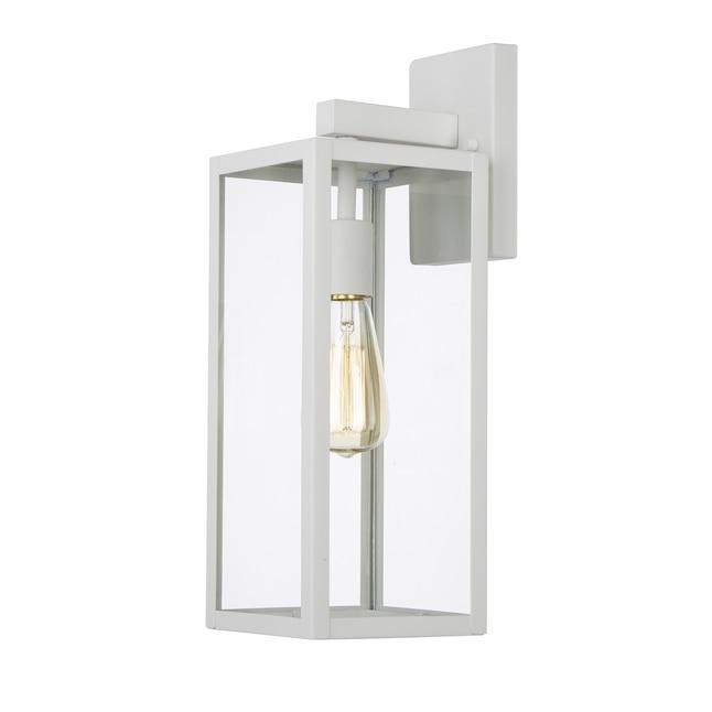 Lantern wall lamp photographed on a clean white studio background featuring a geometric metal frame.