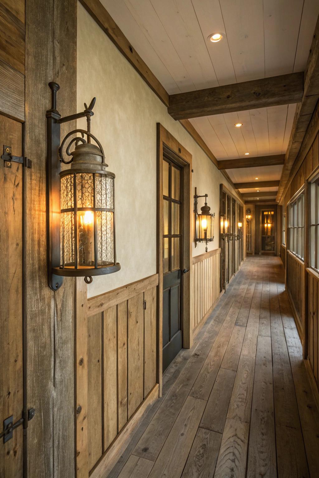 Lantern wall lamp installed beside the entrance of a luxury residence with timeless architectural styling.