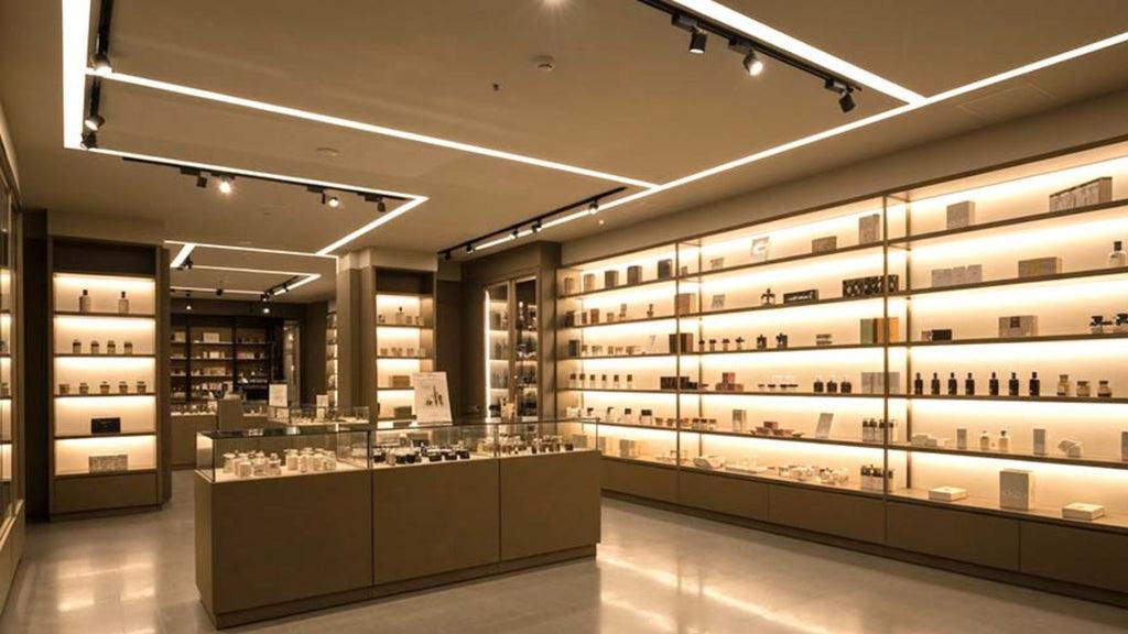 Shelf lighting system family with profile and configuration variations.