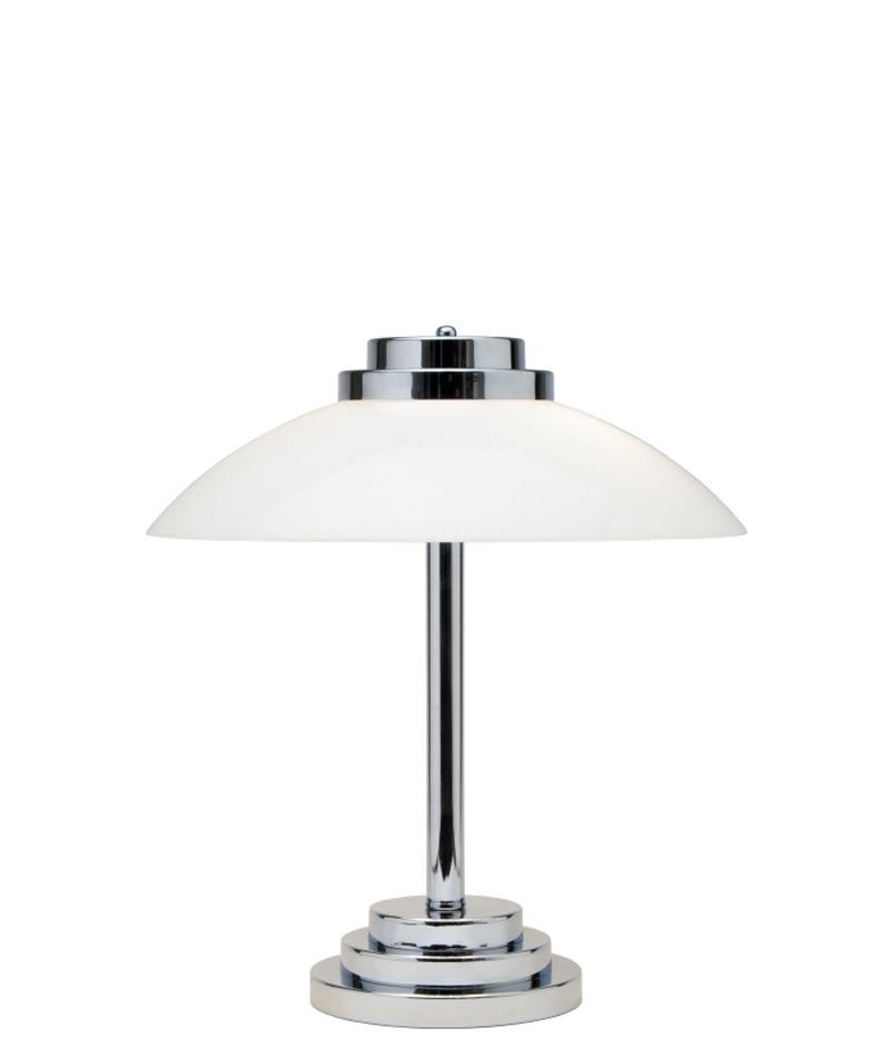 Art Deco table lamp photographed on a clean white background showcasing geometric forms, luxurious materials and elegant finishes.