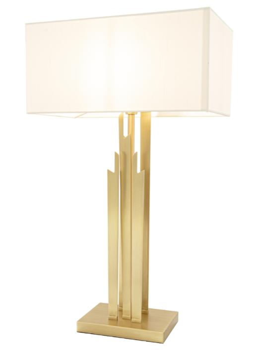 Art Deco table lamp photographed on a clean white background showcasing geometric forms, luxurious materials and elegant finishes.