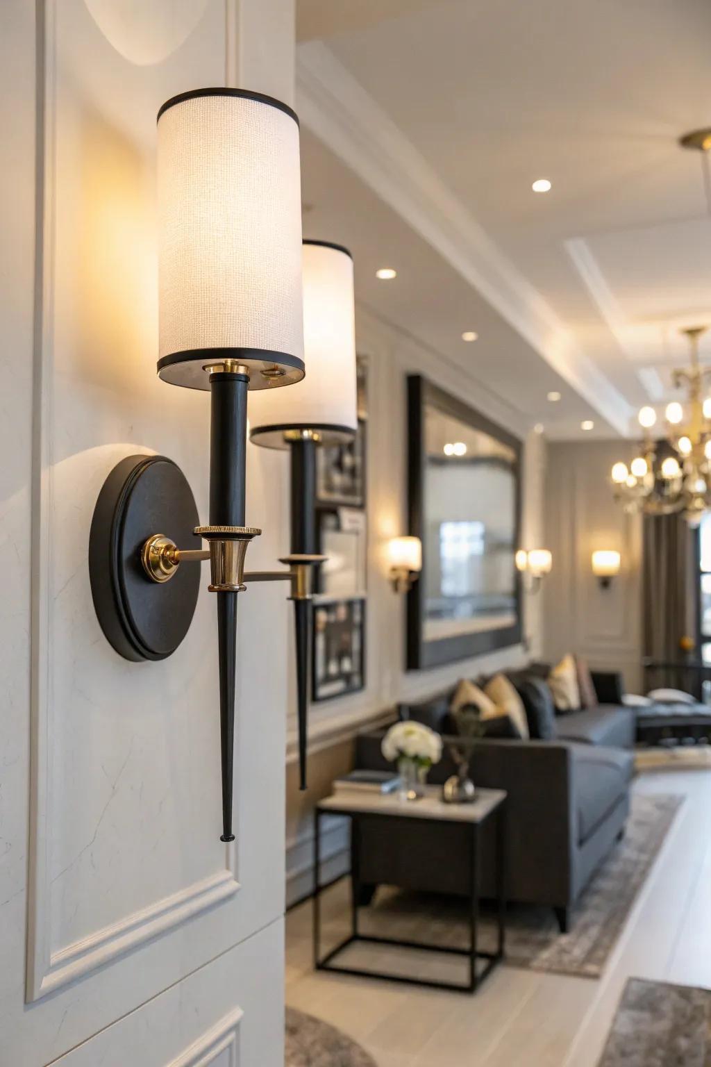Transitional wall lamp installed in a premium residential interior with timeless architectural styling.