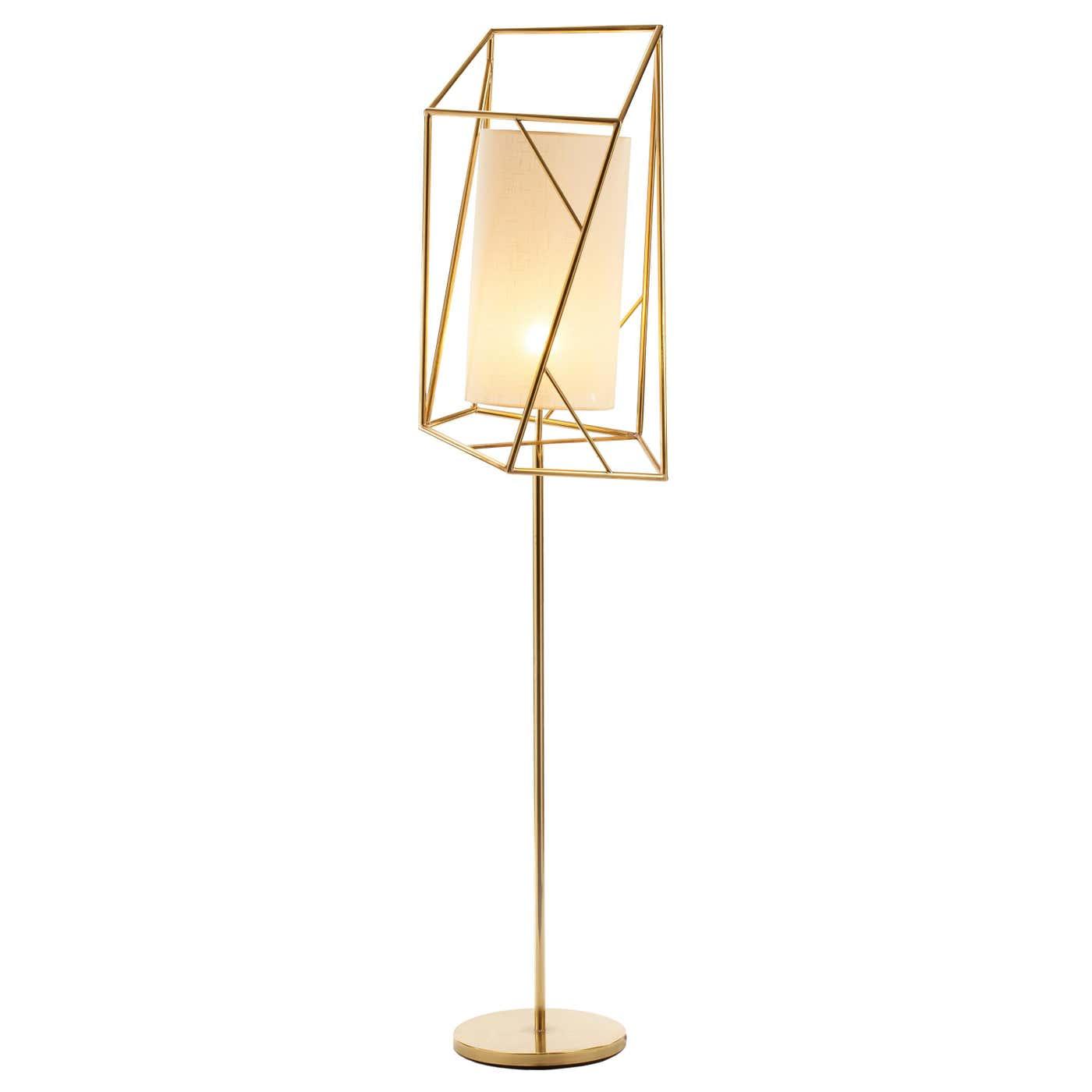 Art Deco floor lamp photographed on a clean white background showcasing geometric forms, luxurious materials and refined finishes.