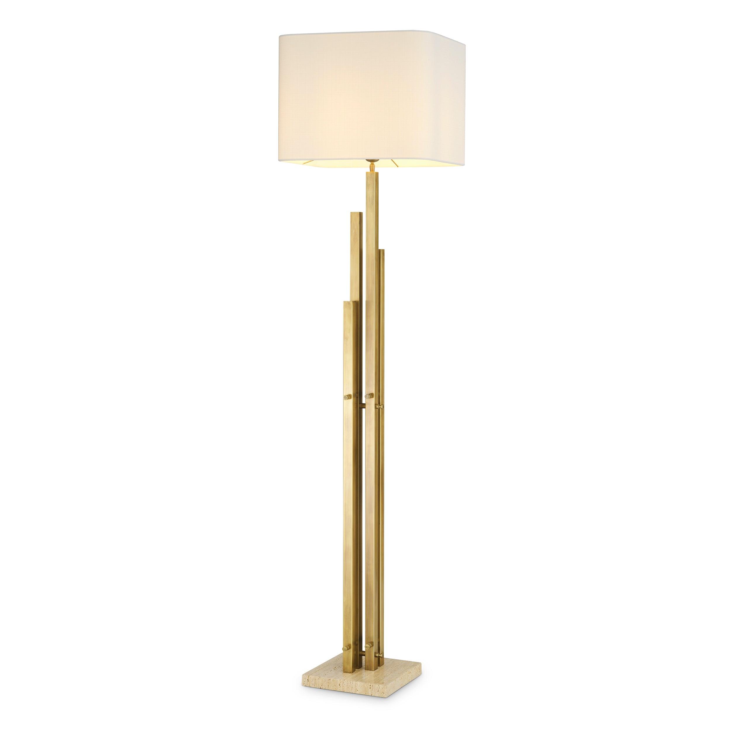 Art Deco floor lamp photographed on a clean white background showcasing geometric forms, luxurious materials and refined finishes.