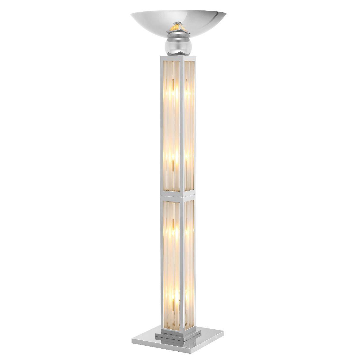 Art Deco floor lamp photographed on a clean white background showcasing geometric forms, luxurious materials and refined finishes.