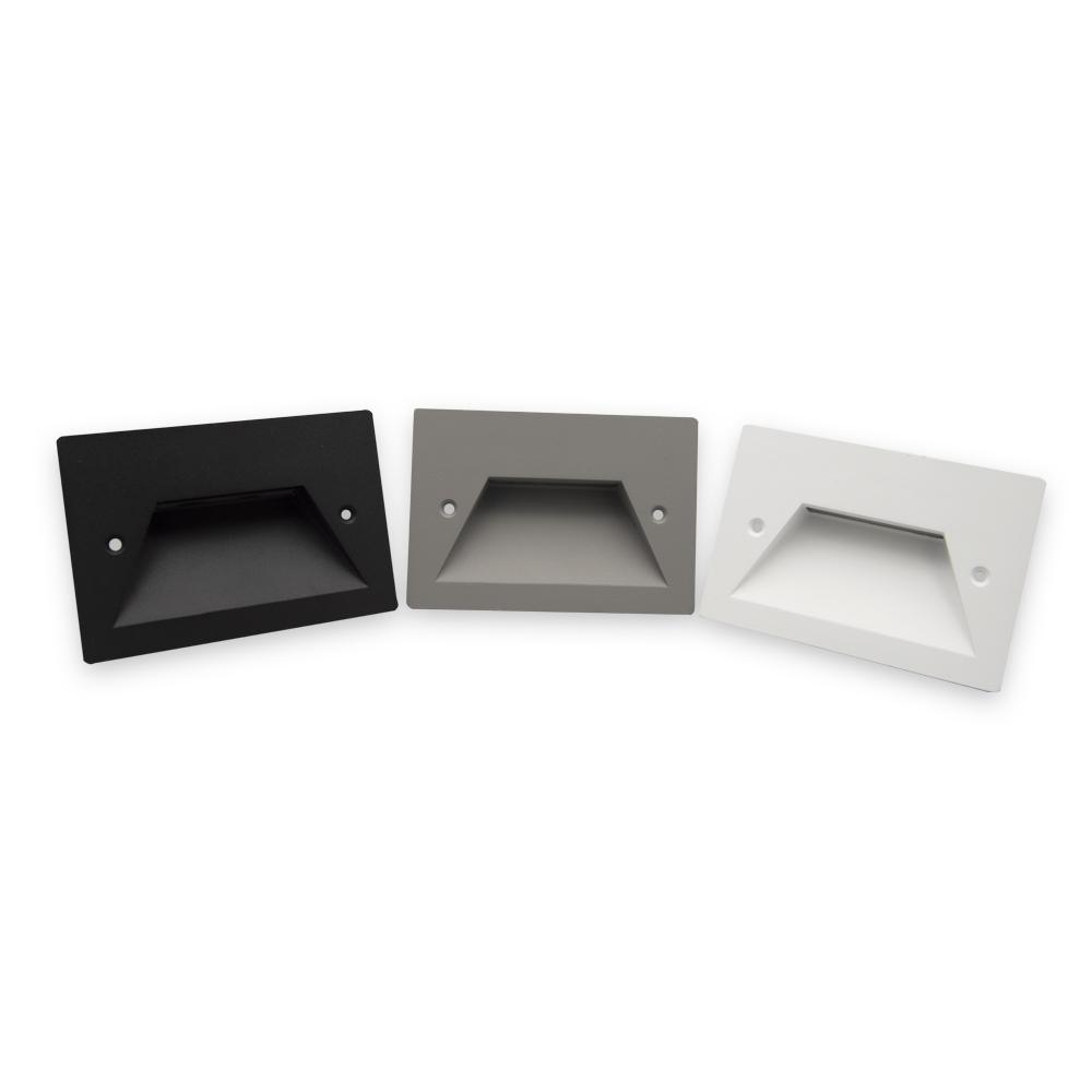 Recessed step light family with size, finish and beam variations.