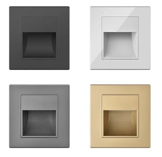 Recessed step light family with size, finish and beam variations.
