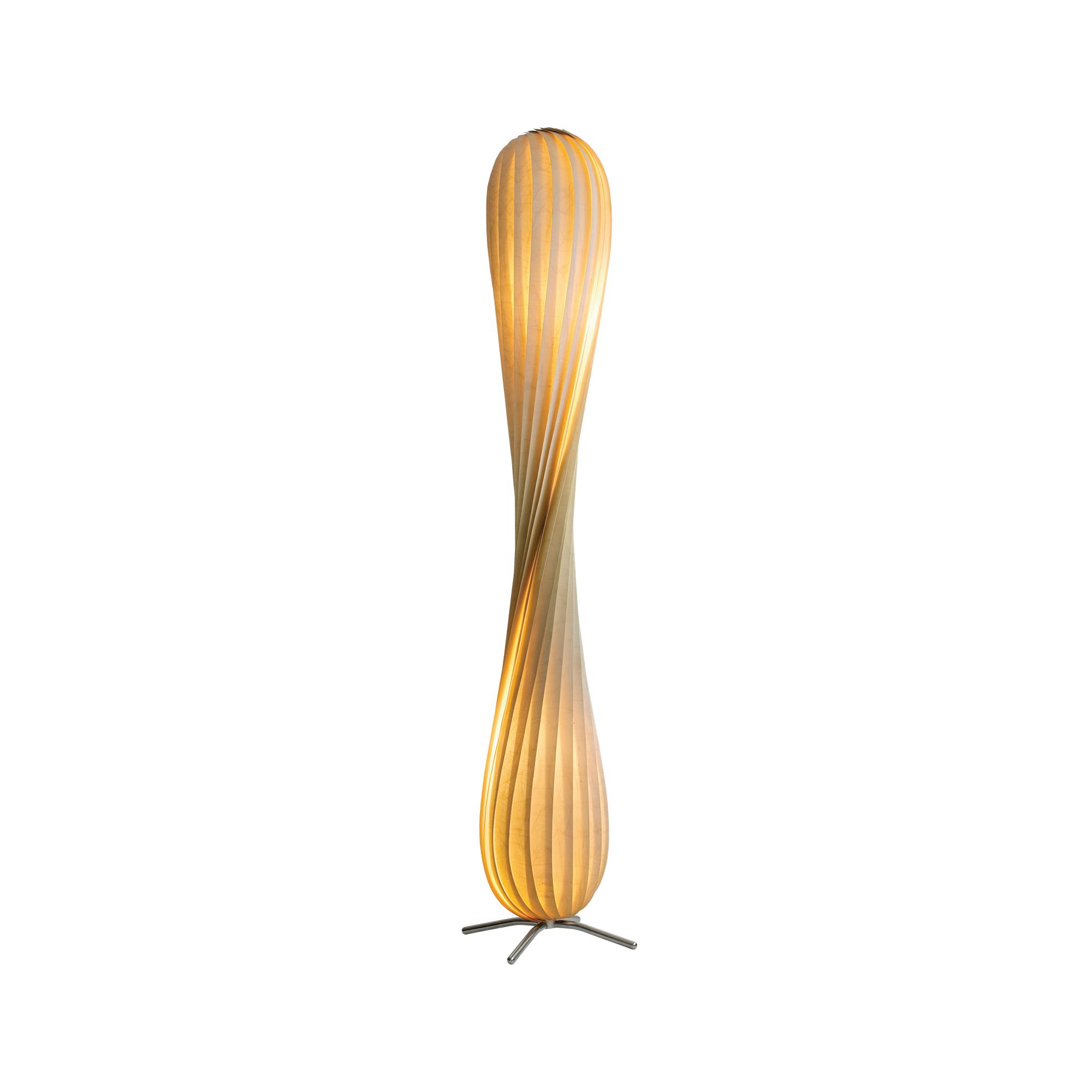 Organic floor lamp photographed on a clean white background showcasing flowing sculptural forms and premium natural materials.