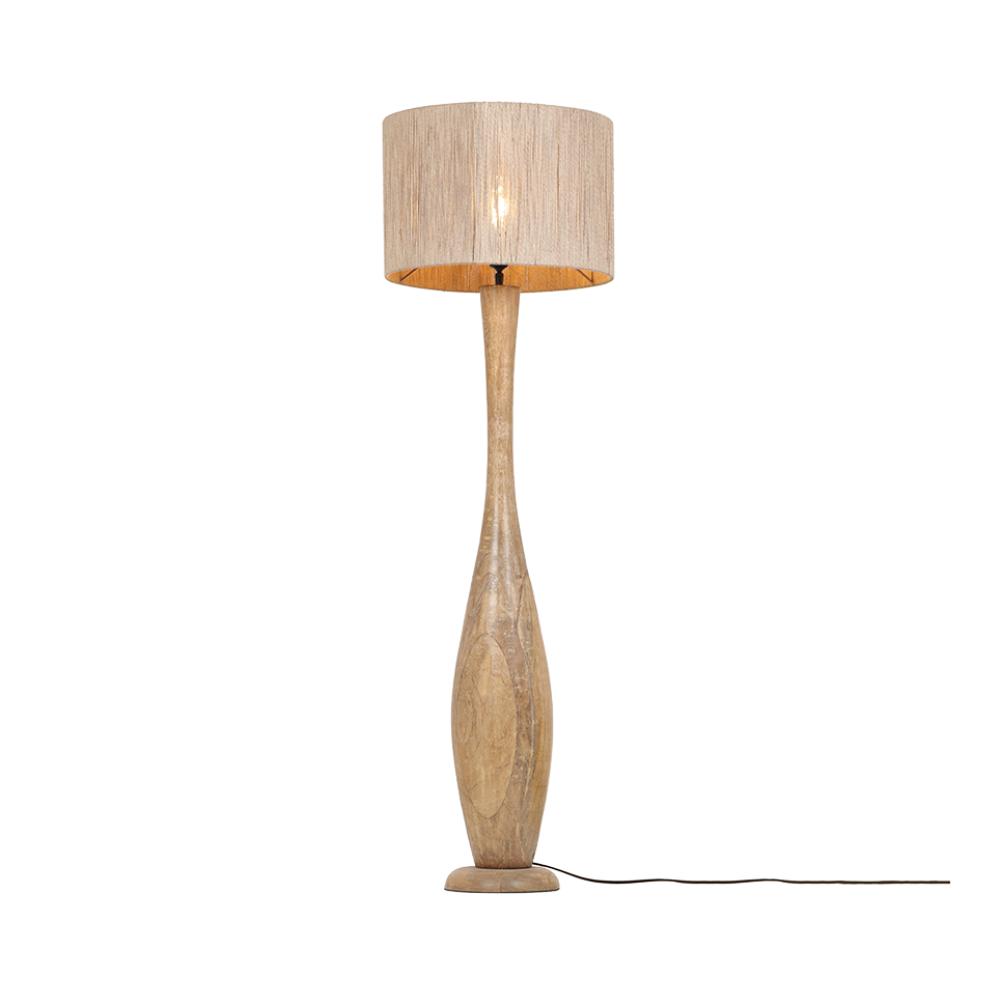 Organic floor lamp photographed on a clean white background showcasing flowing sculptural forms and premium natural materials.