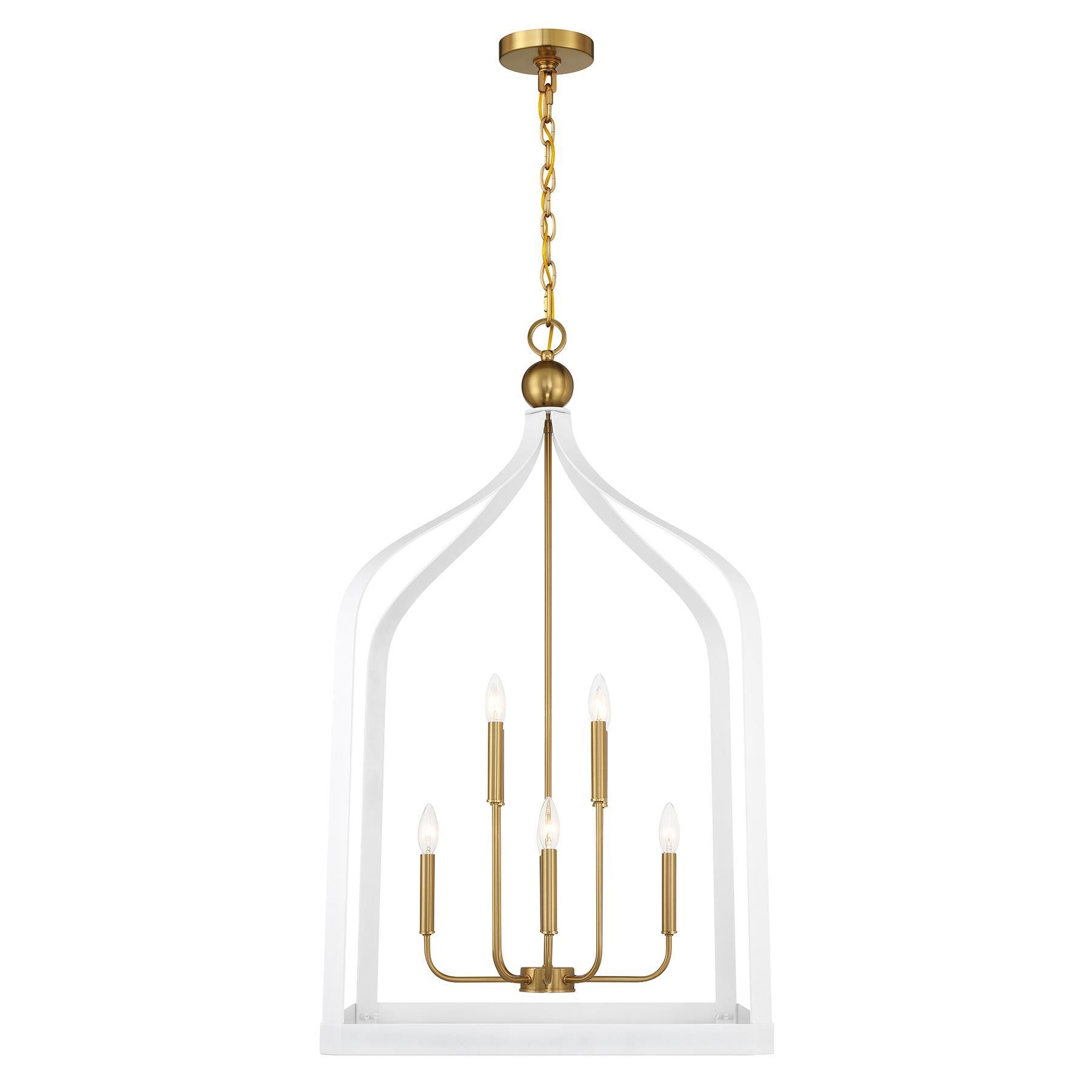Open-frame cage chandelier photographed on a clean white studio background.