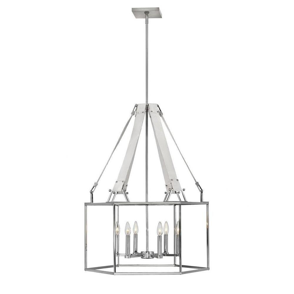 Open-frame cage chandelier photographed on a clean white studio background.