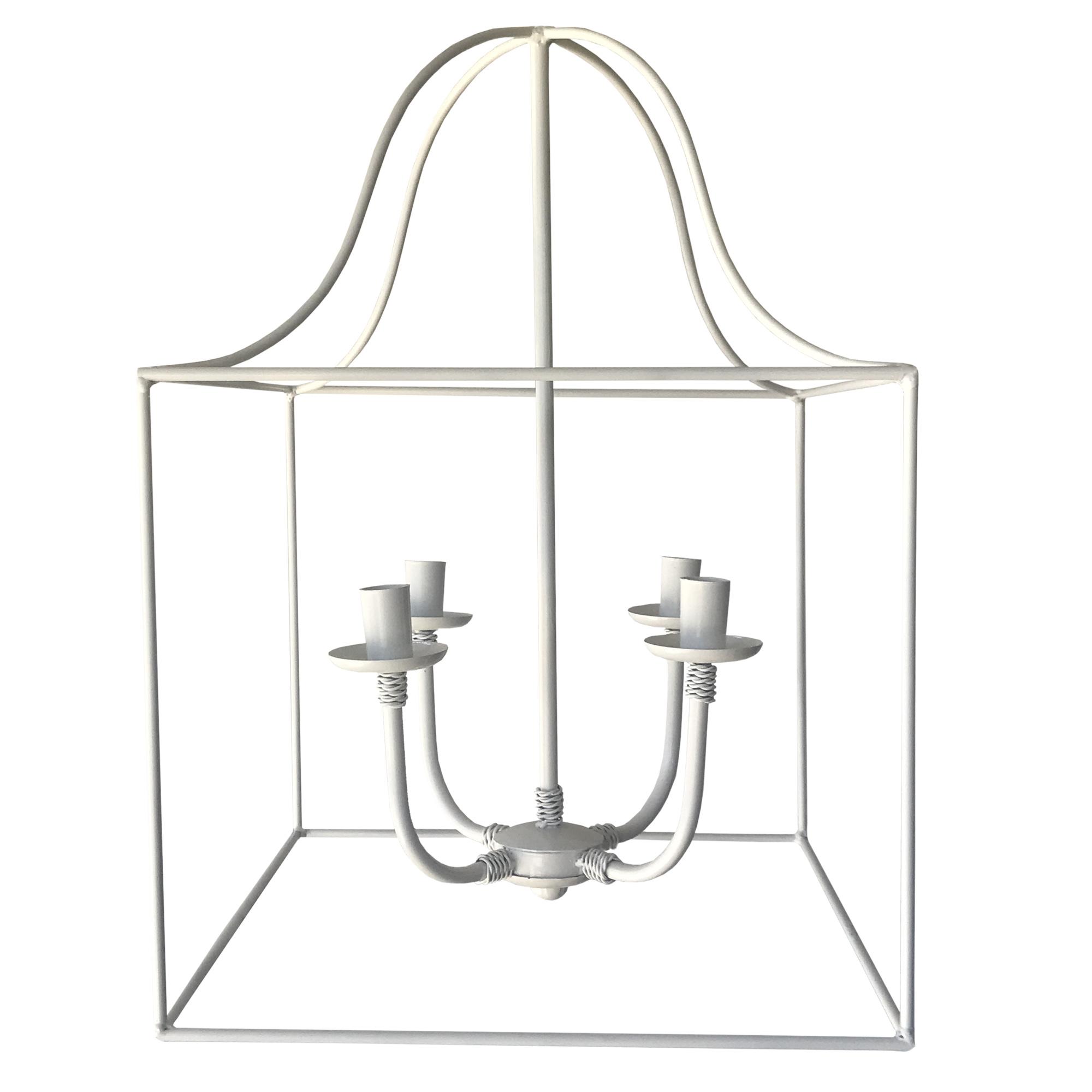 Open-frame cage chandelier photographed on a clean white studio background.