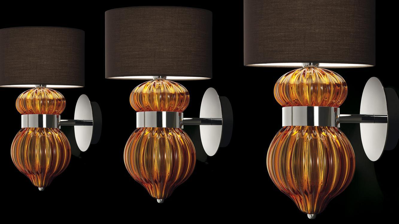 Murano wall lamp family showcasing classic Venetian and contemporary art glass designs.
