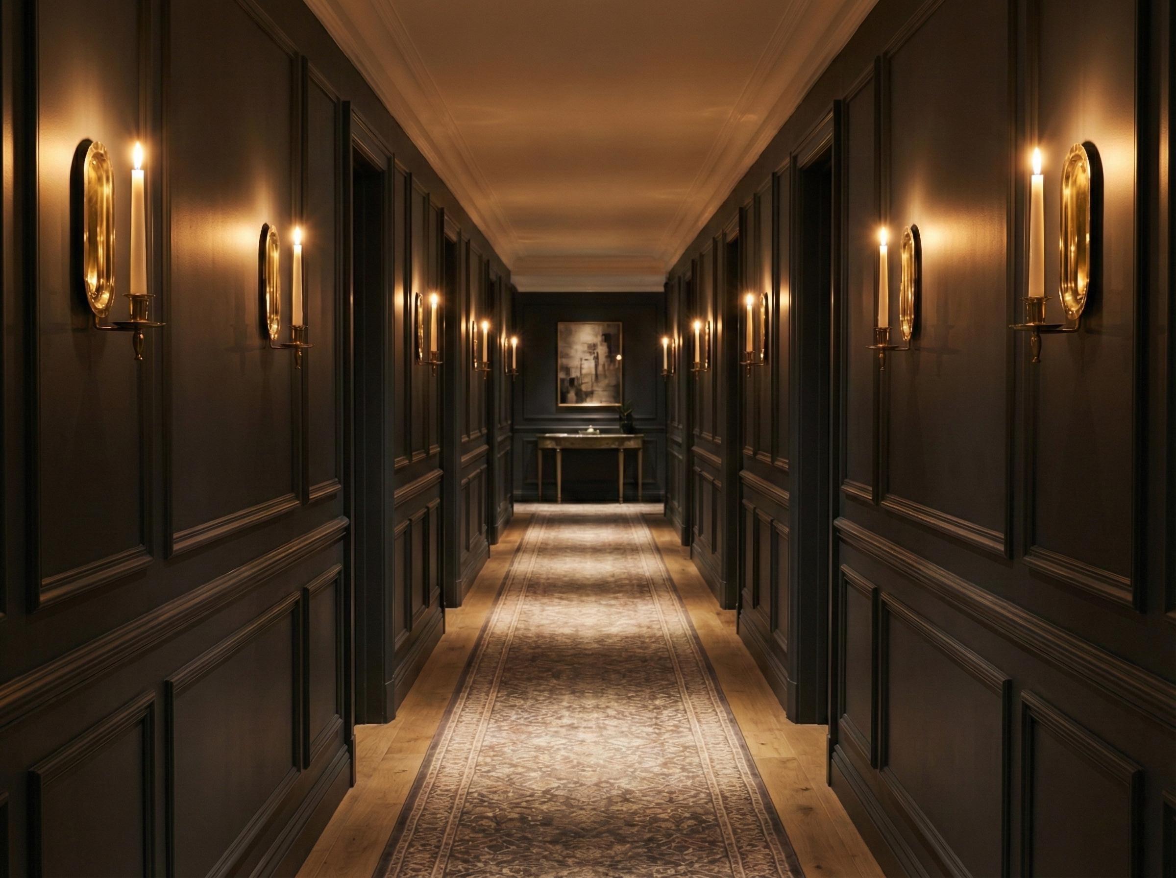 Candle wall lamp installed in a luxury hospitality interior with timeless architectural detailing.