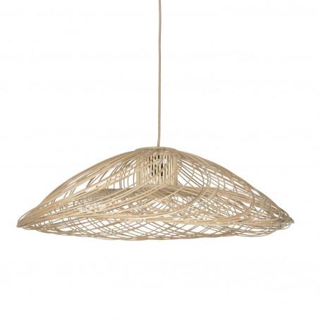 Handwoven rattan chandelier photographed on a clean white studio background.