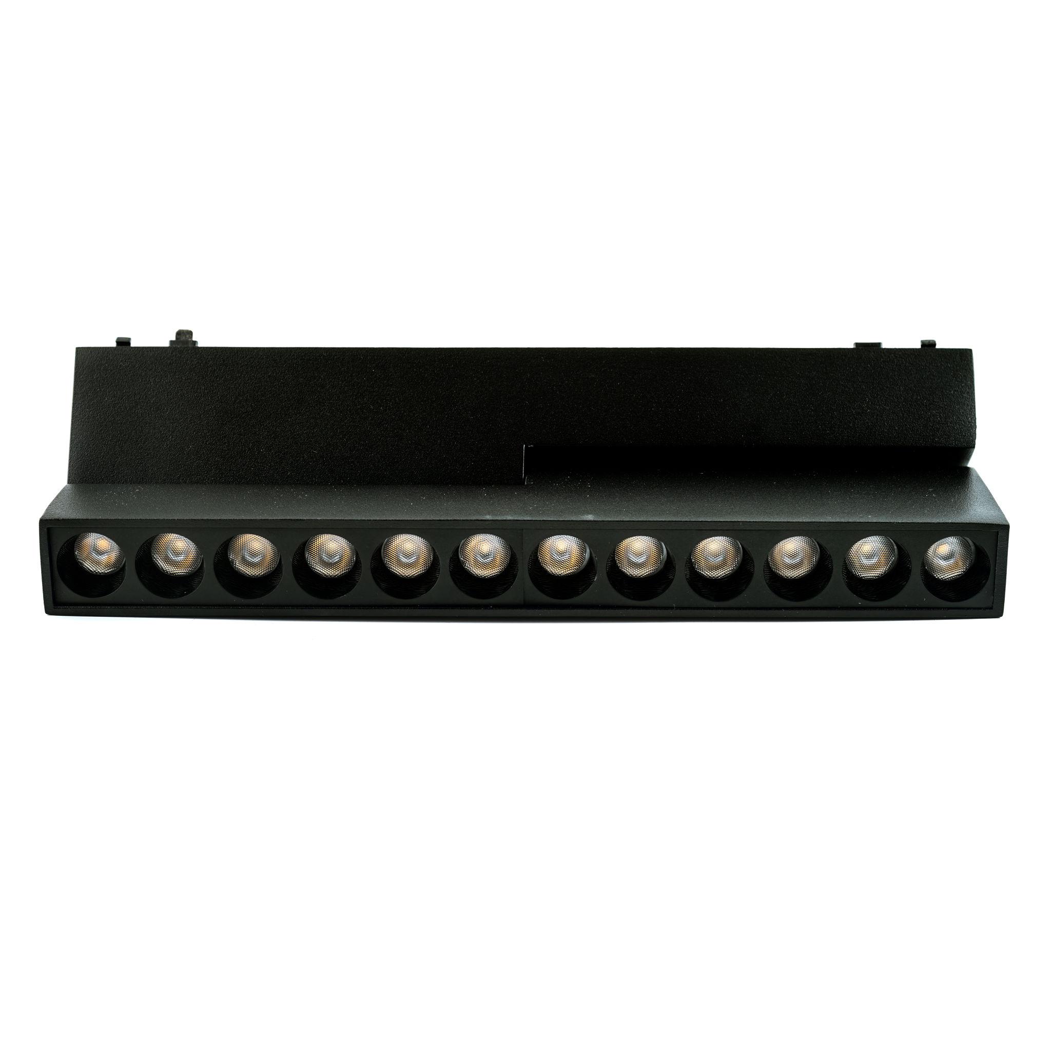 Front view of a recessed magnetic linear light module.