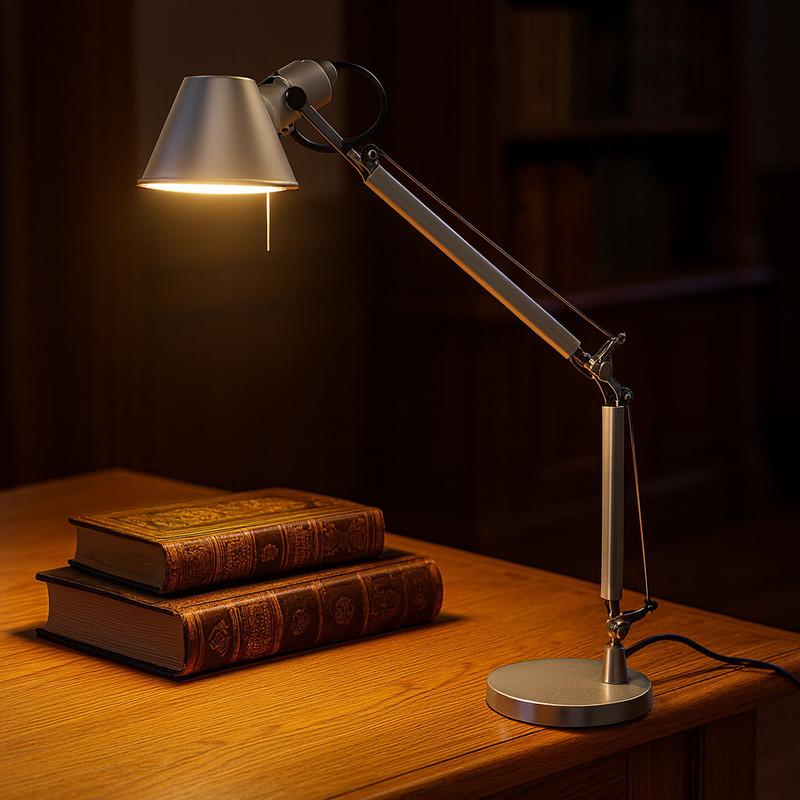 Reading table lamp positioned beside a bed in a luxury hotel guest room providing comfortable focused illumination for reading.