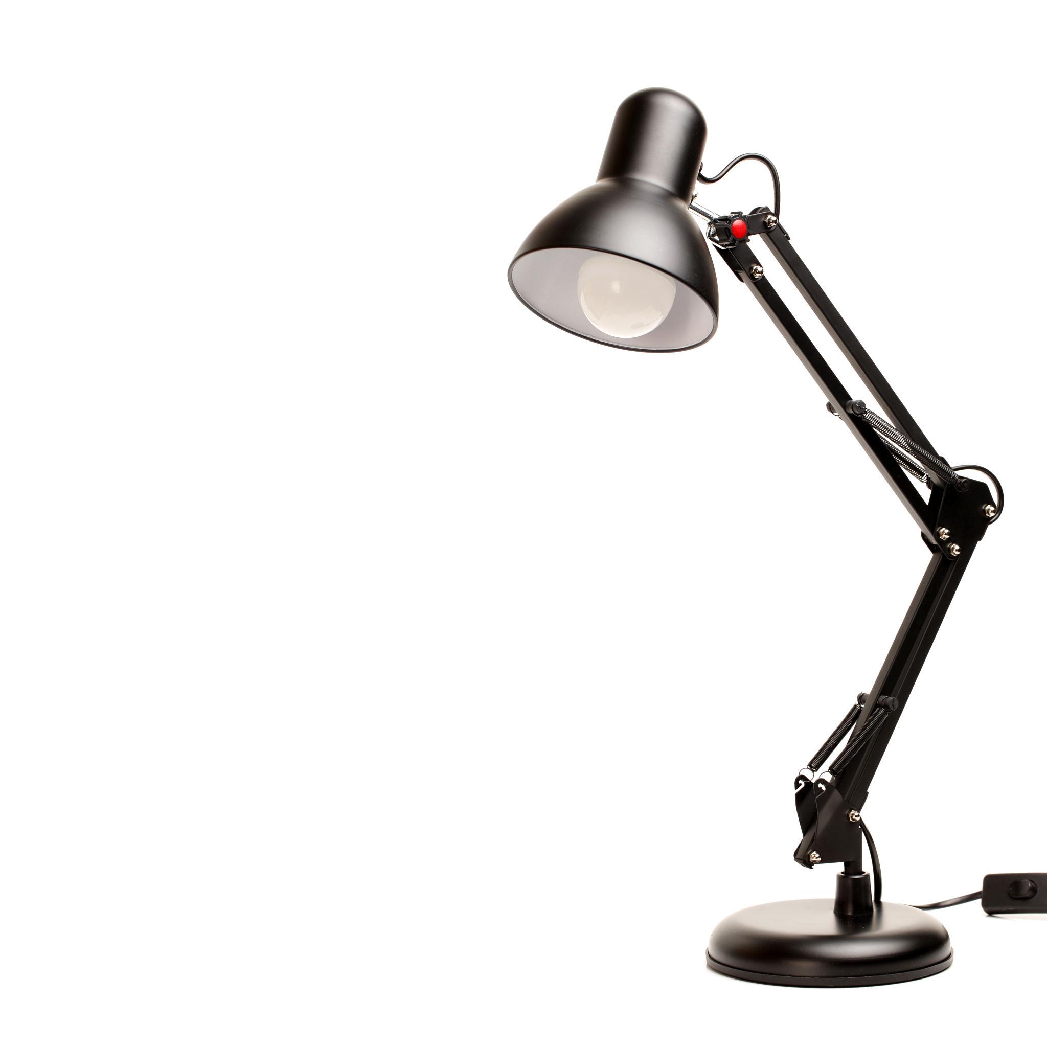 Reading table lamp photographed on a clean white background showcasing its adjustable design and premium finishes.
