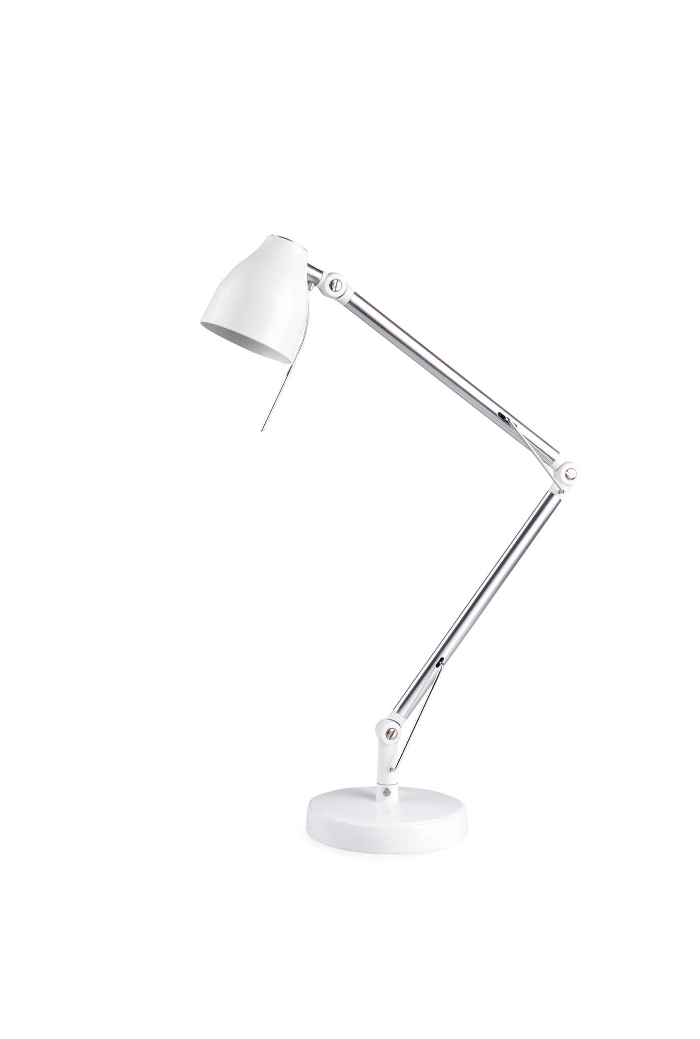 Reading table lamp photographed on a clean white background showcasing its adjustable design and premium finishes.
