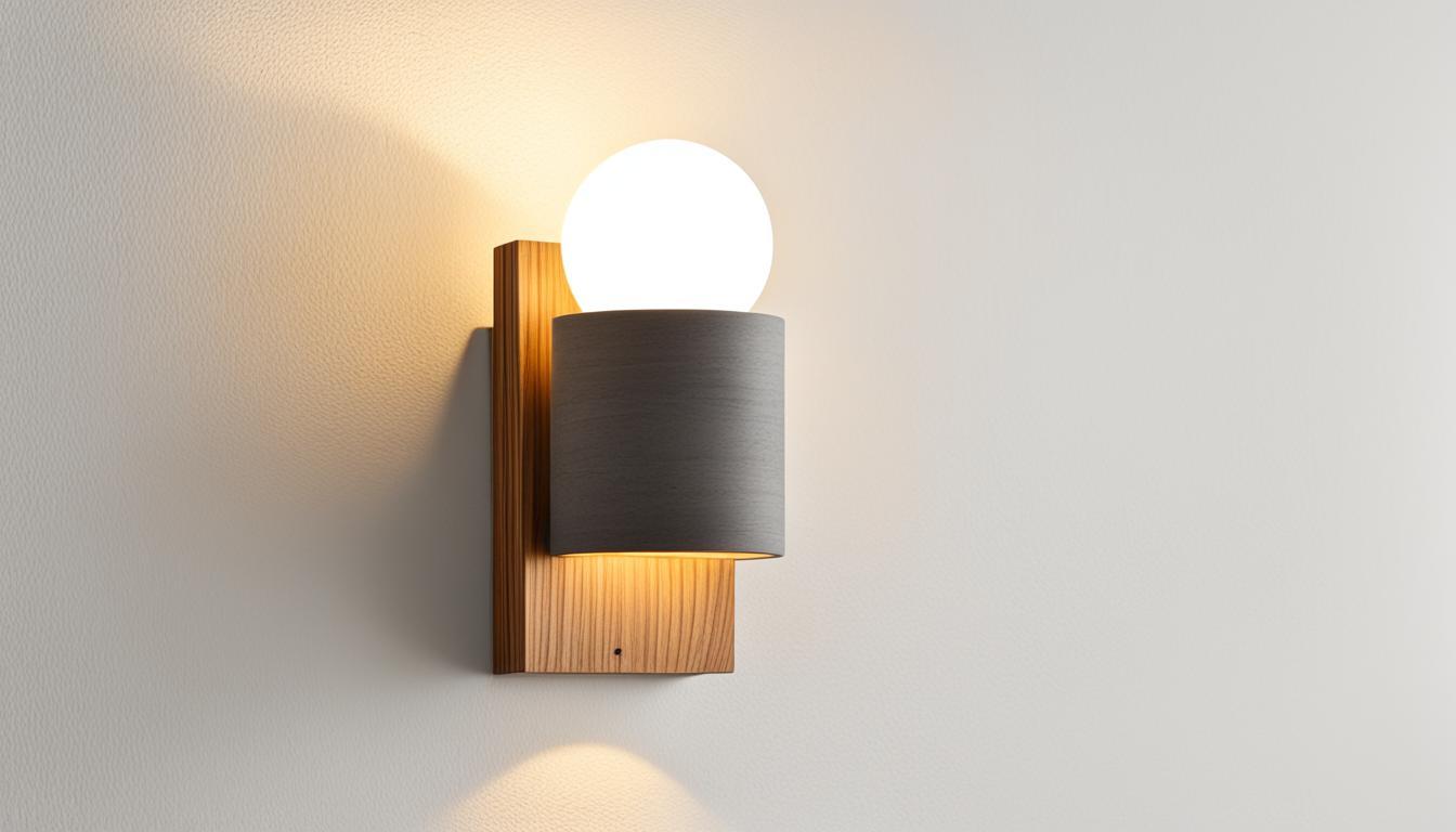 Front view of a Scandinavian wall lamp with natural materials and clean architectural lines.