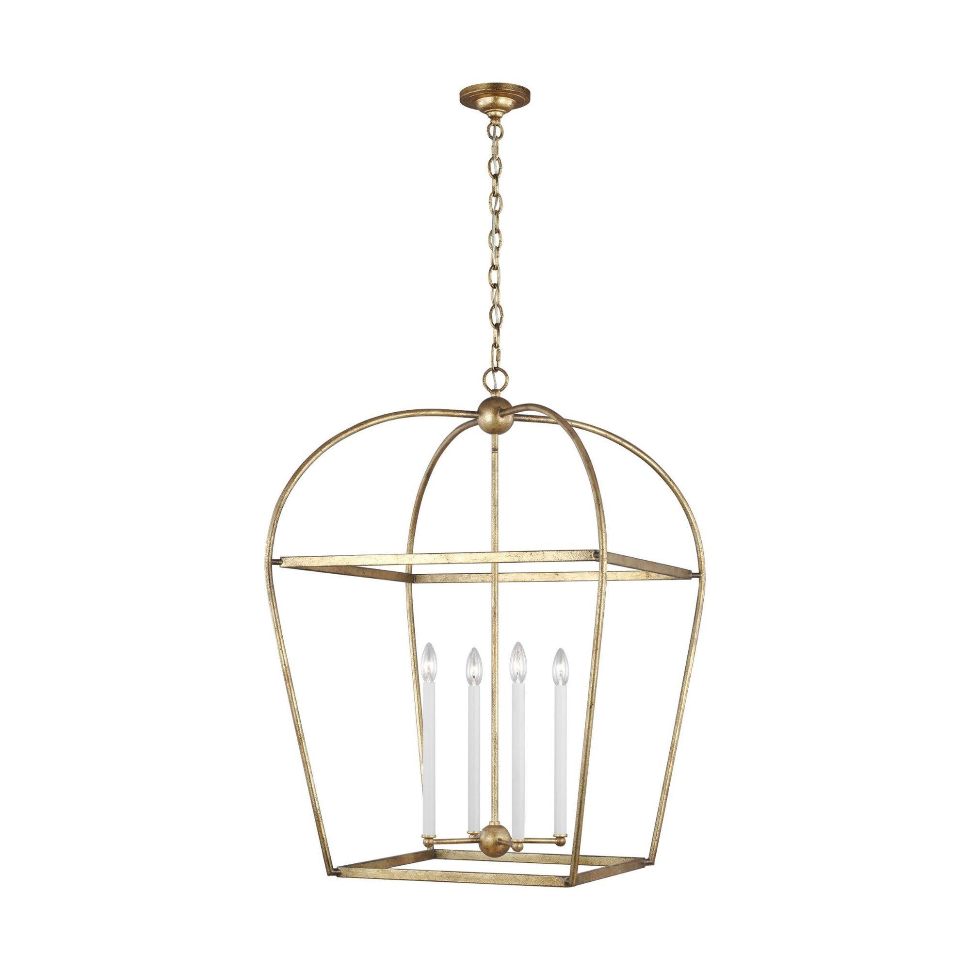 Lantern chandelier photographed on a clean white studio background.