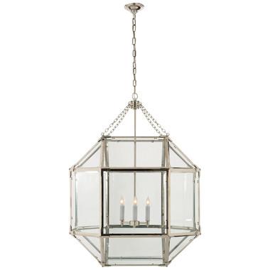 Lantern chandelier photographed on a clean white studio background.