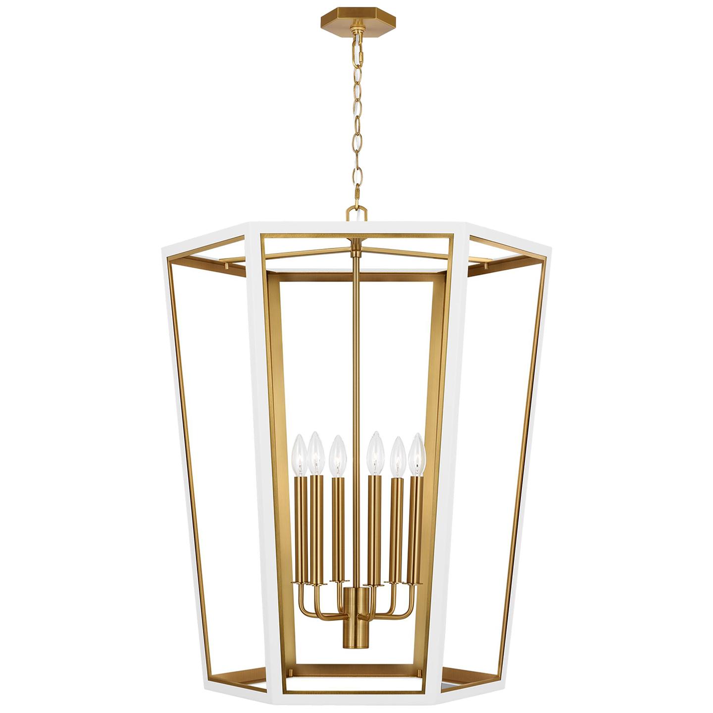 Lantern chandelier photographed on a clean white studio background.