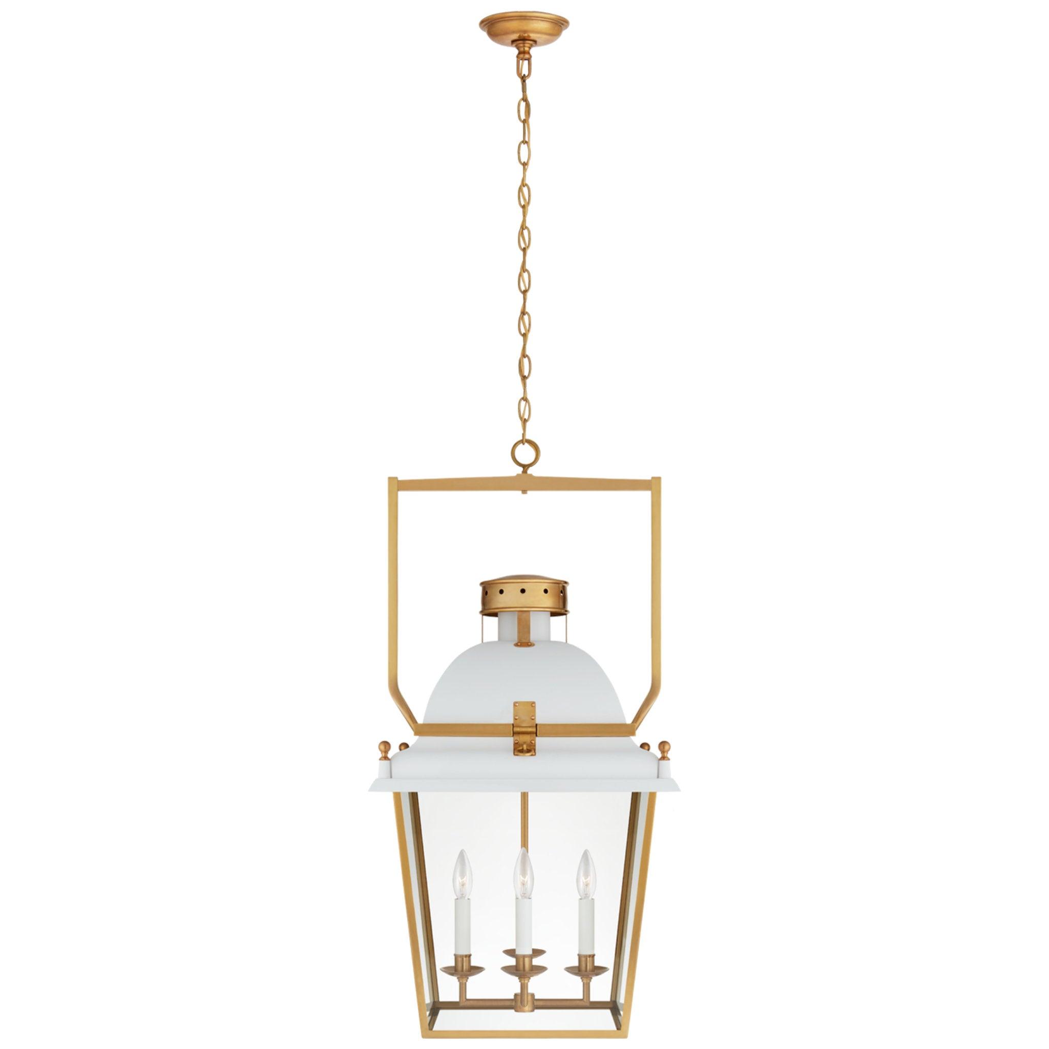 Lantern chandelier photographed on a clean white studio background.