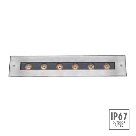 Front view of a wall grazing inground light.