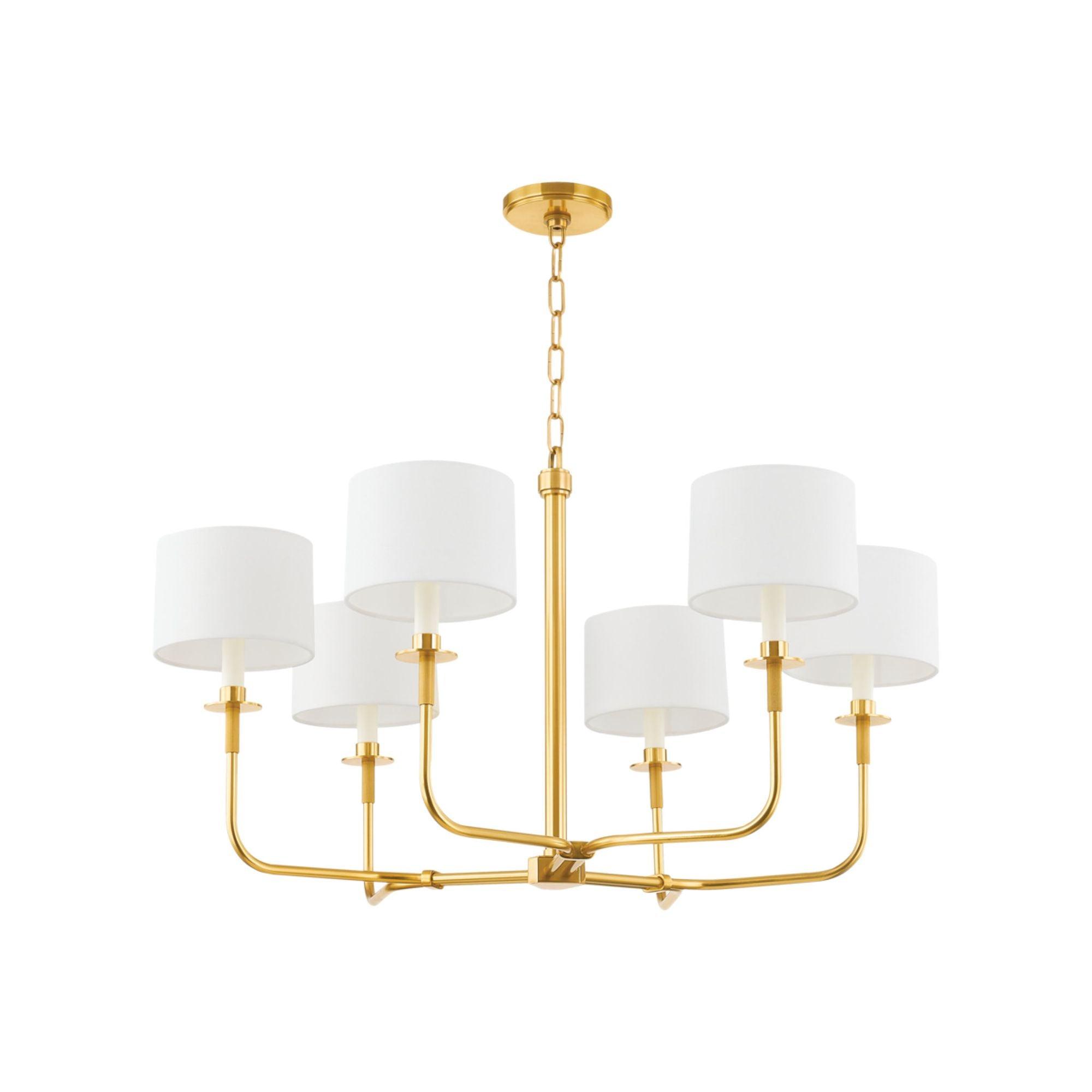 Transitional chandelier photographed on a clean white studio background.