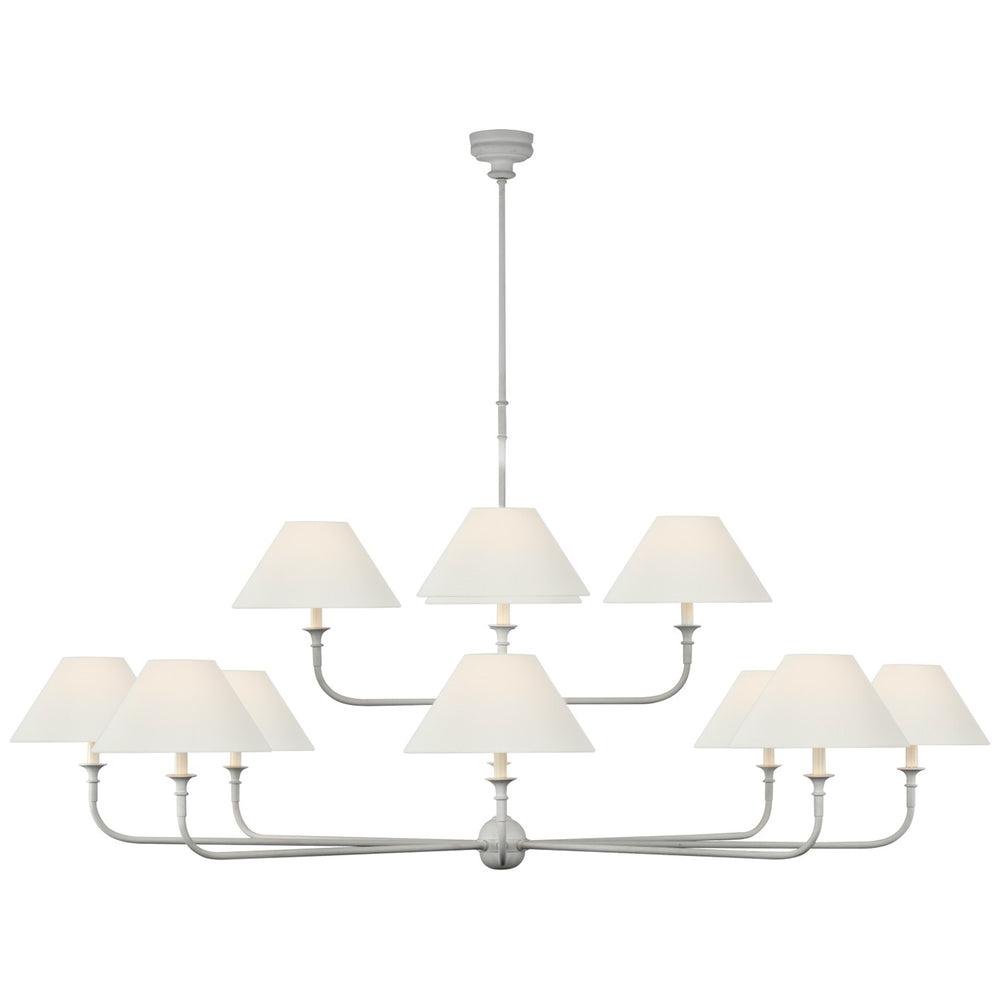 Transitional chandelier photographed on a clean white studio background.