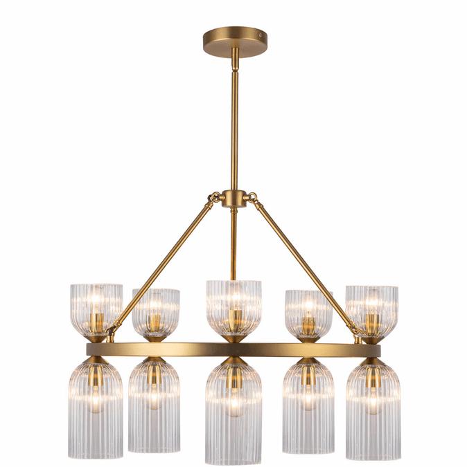 Transitional chandelier photographed on a clean white studio background.