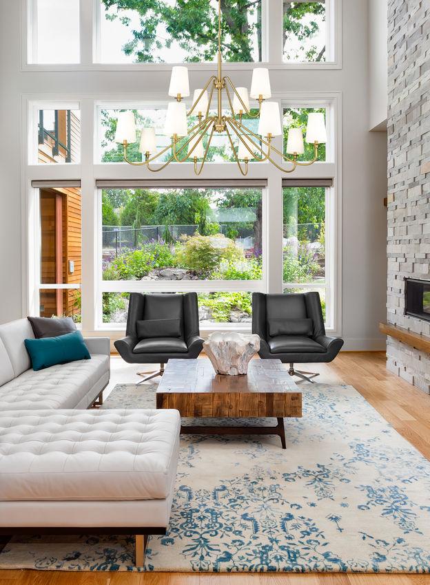 Transitional chandelier installed in a premium residential interior with timeless architectural styling.
