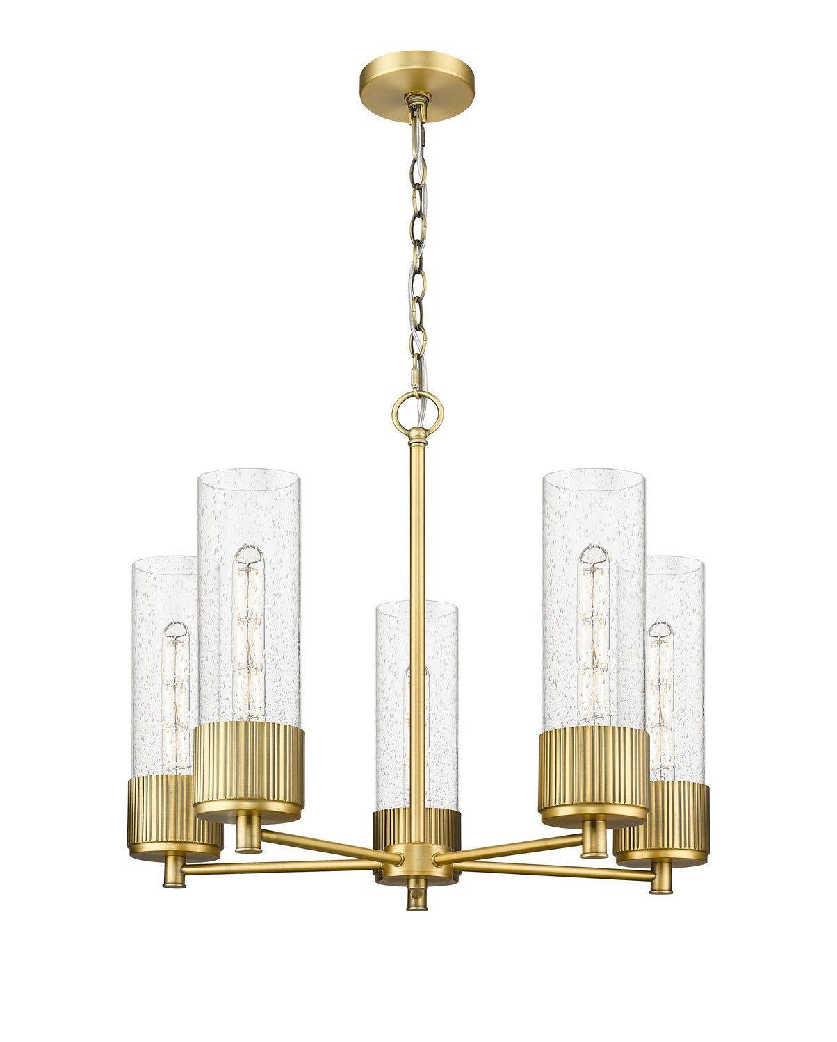Transitional chandelier photographed on a clean white studio background.