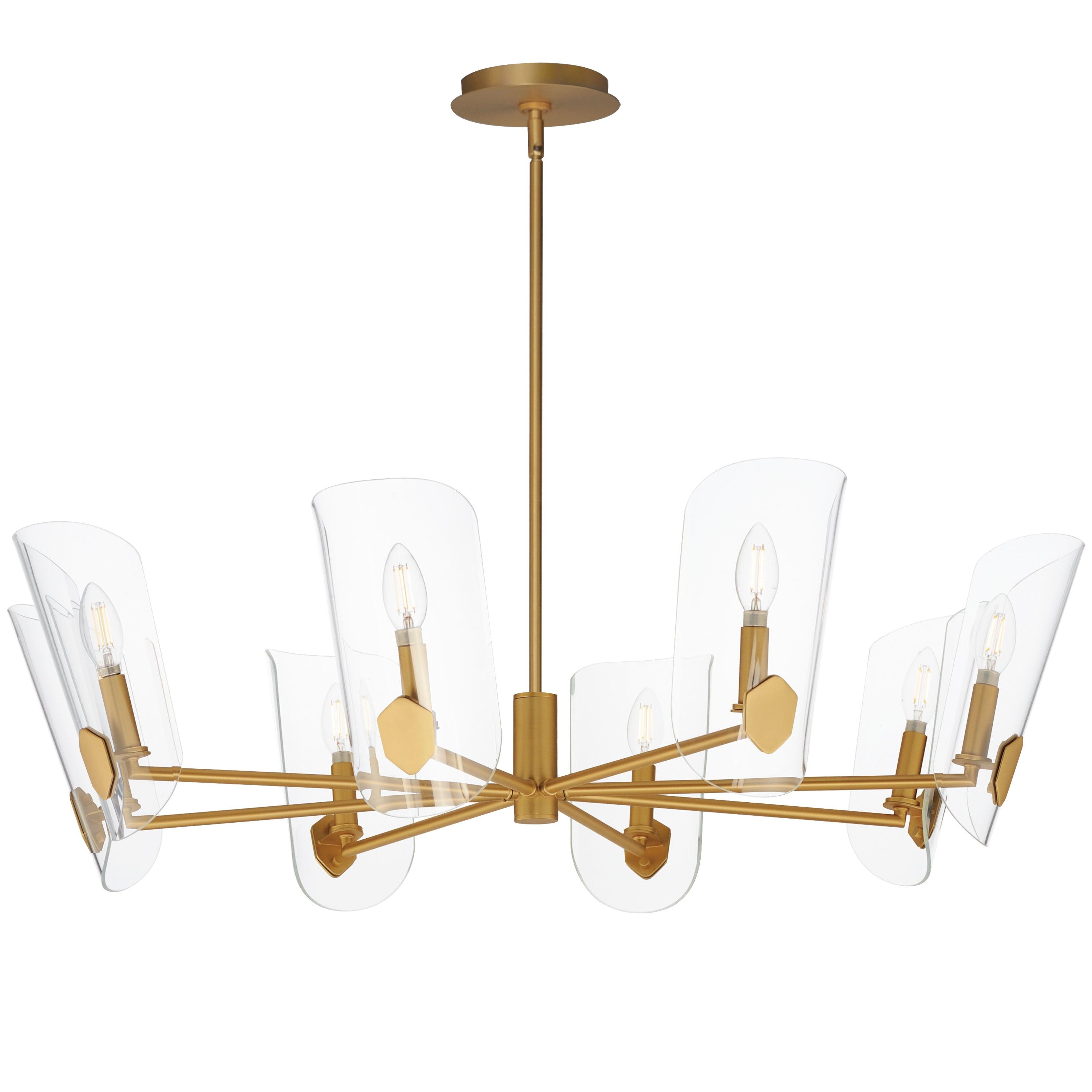 Transitional chandelier photographed on a clean white studio background.