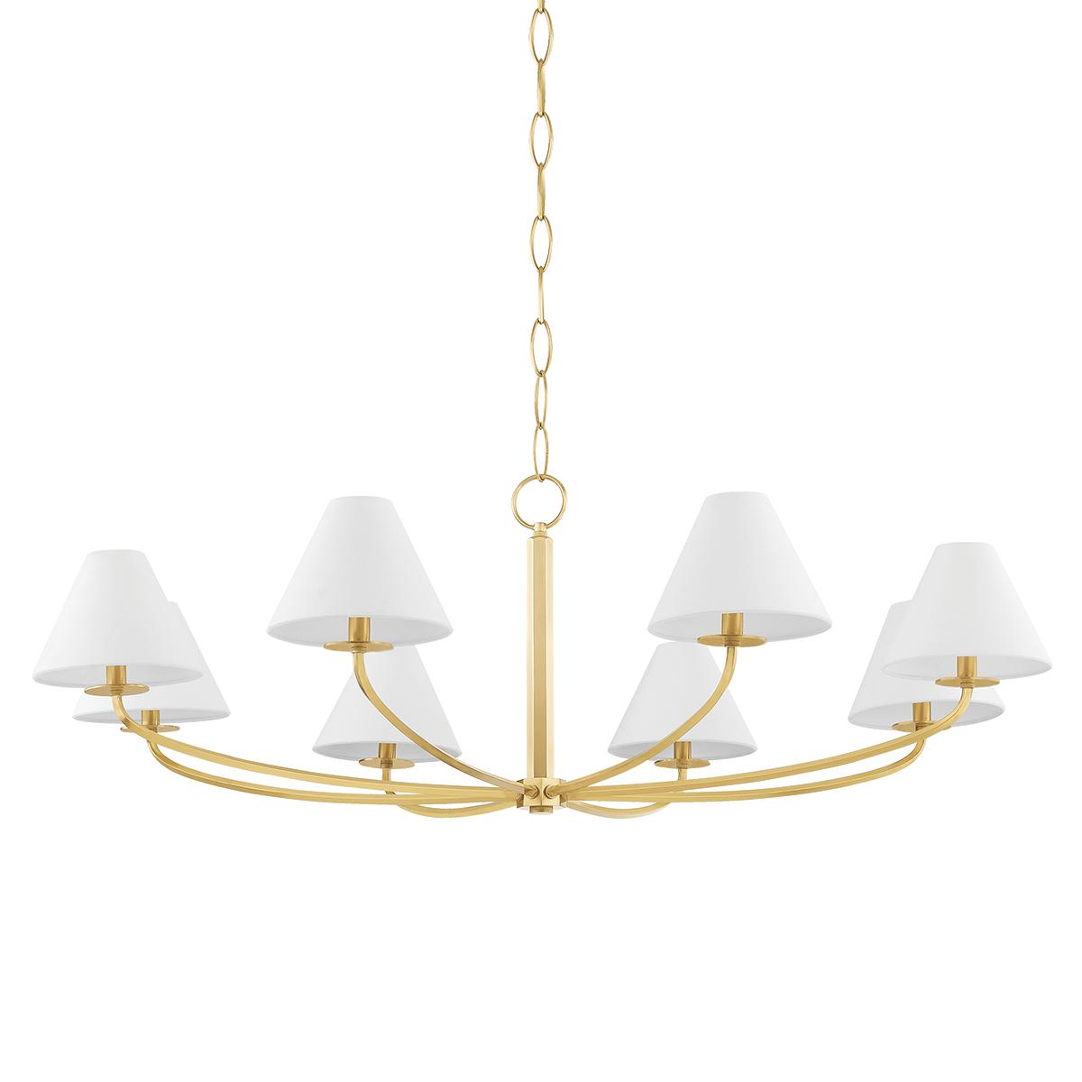 Transitional chandelier photographed on a clean white studio background.