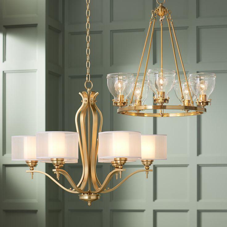 Transitional chandelier family featuring elegant modern-classic variations.