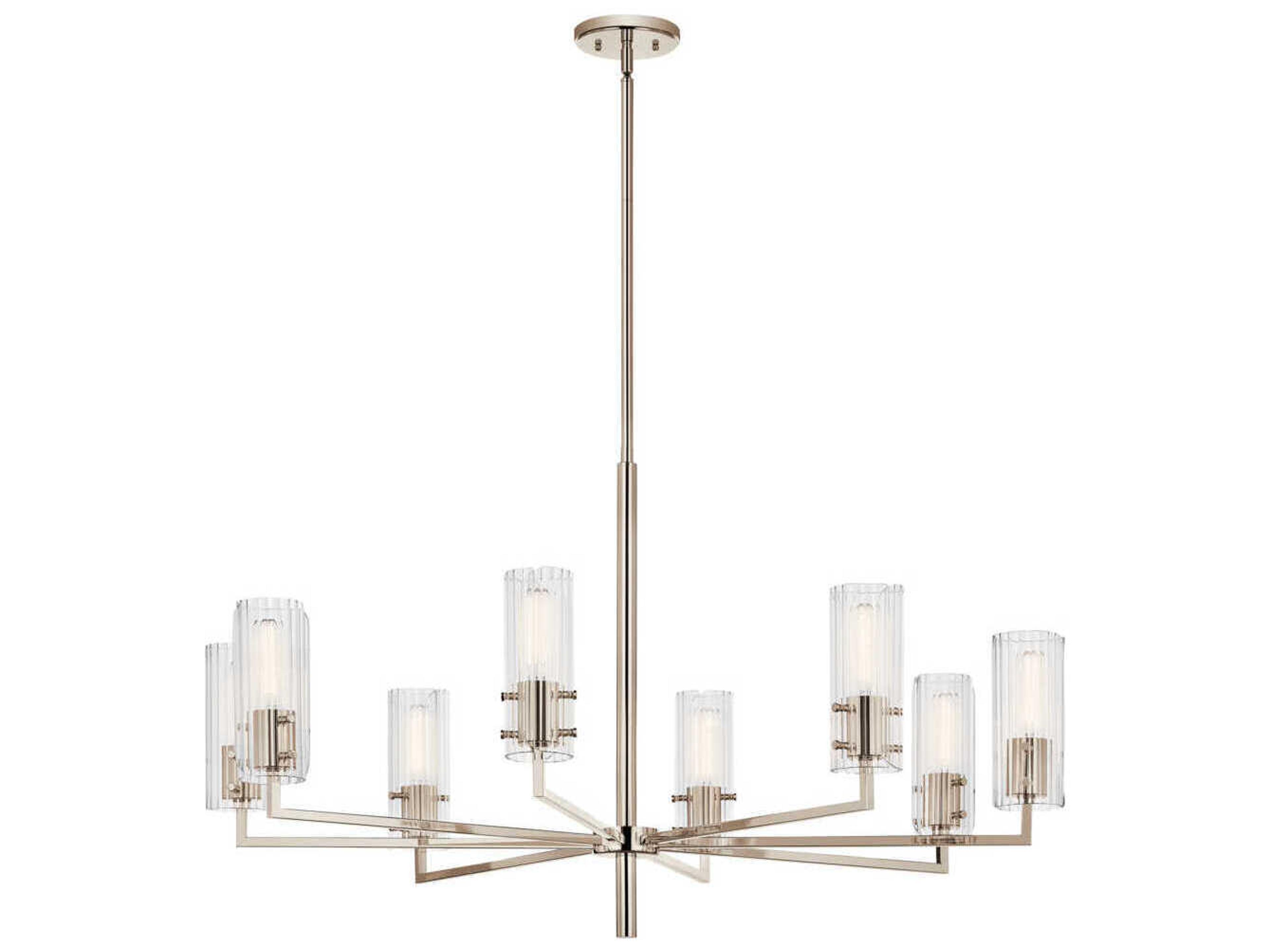 Transitional chandelier photographed on a clean white studio background.