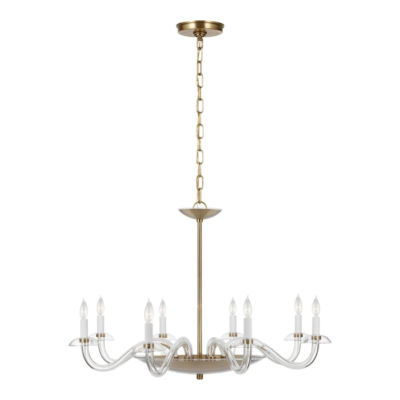 Transitional chandelier photographed on a clean white studio background.