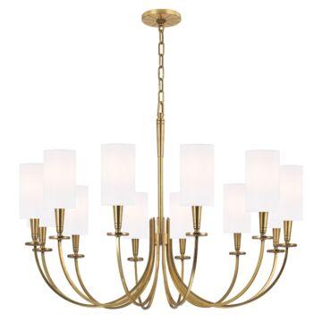 Transitional chandelier photographed on a clean white studio background.