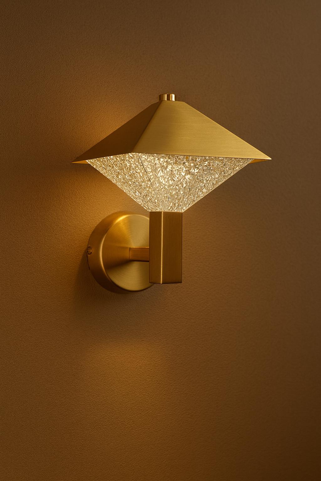 Front view of a luxury decorative wall lamp with elegant architectural proportions.