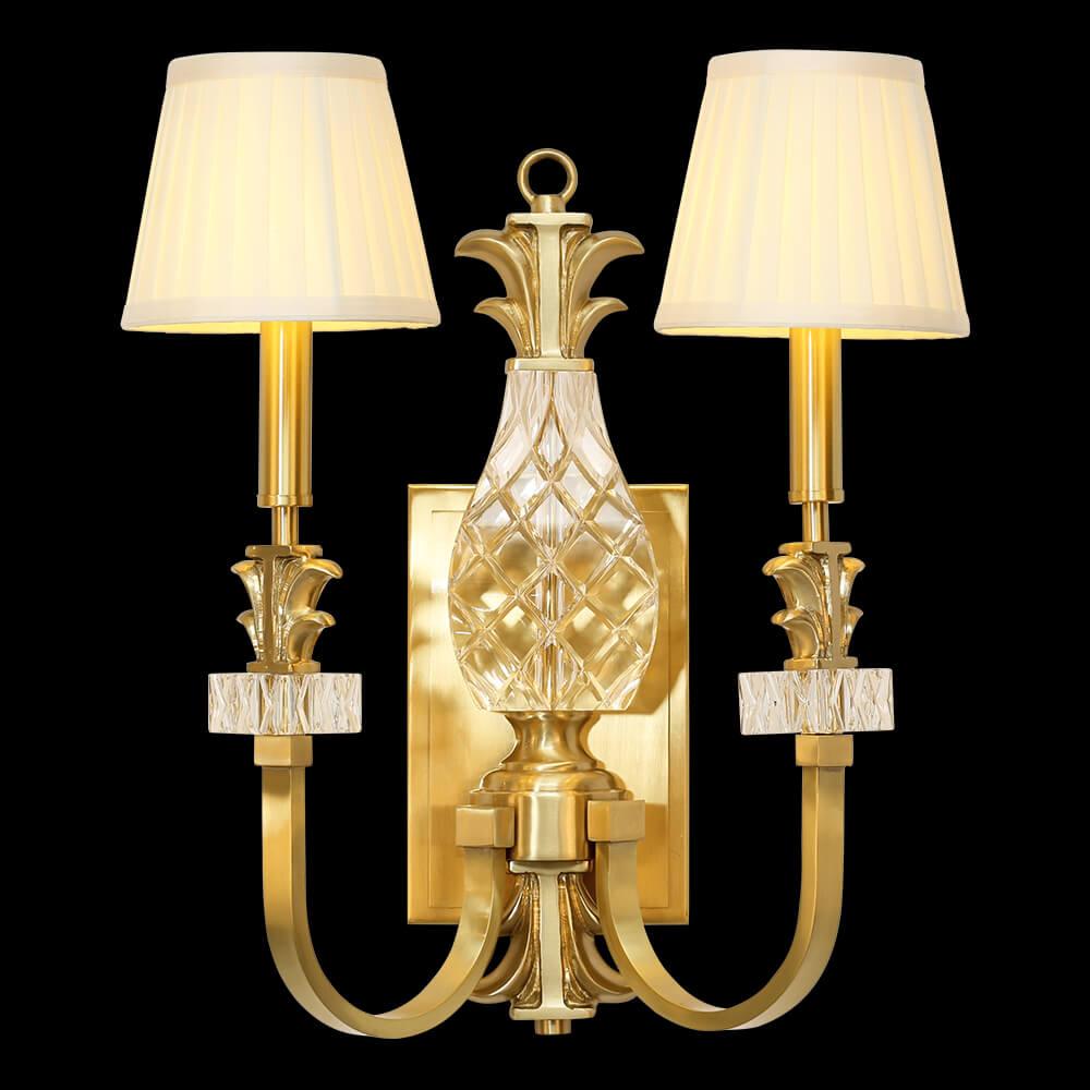 Front view of a luxury decorative wall lamp with elegant architectural proportions.